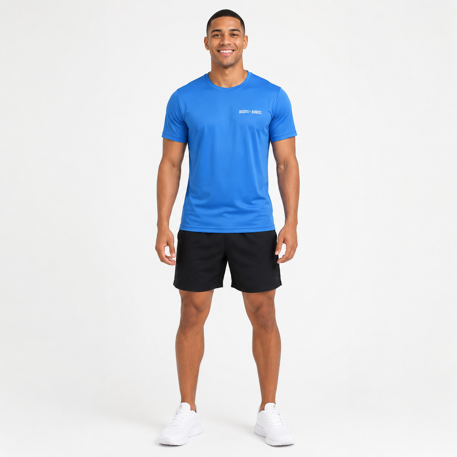 Camiseta fitness masculina azul