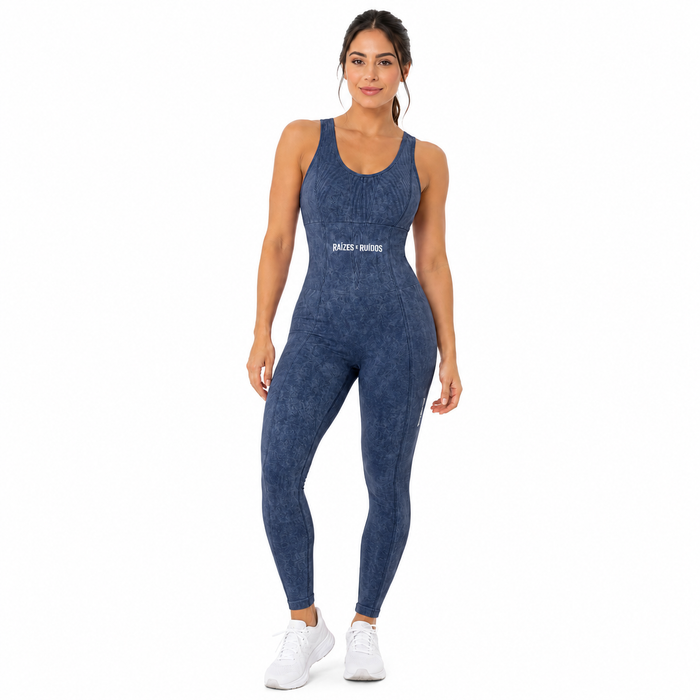Macacão fitness longo feminino azul